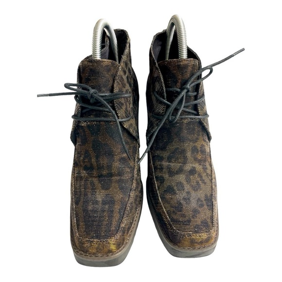 Donald J Pliner Dakota Ankle Boot Leopard Animal Gold Black Glitzy Bootie size 9 - Picture 2 of 13